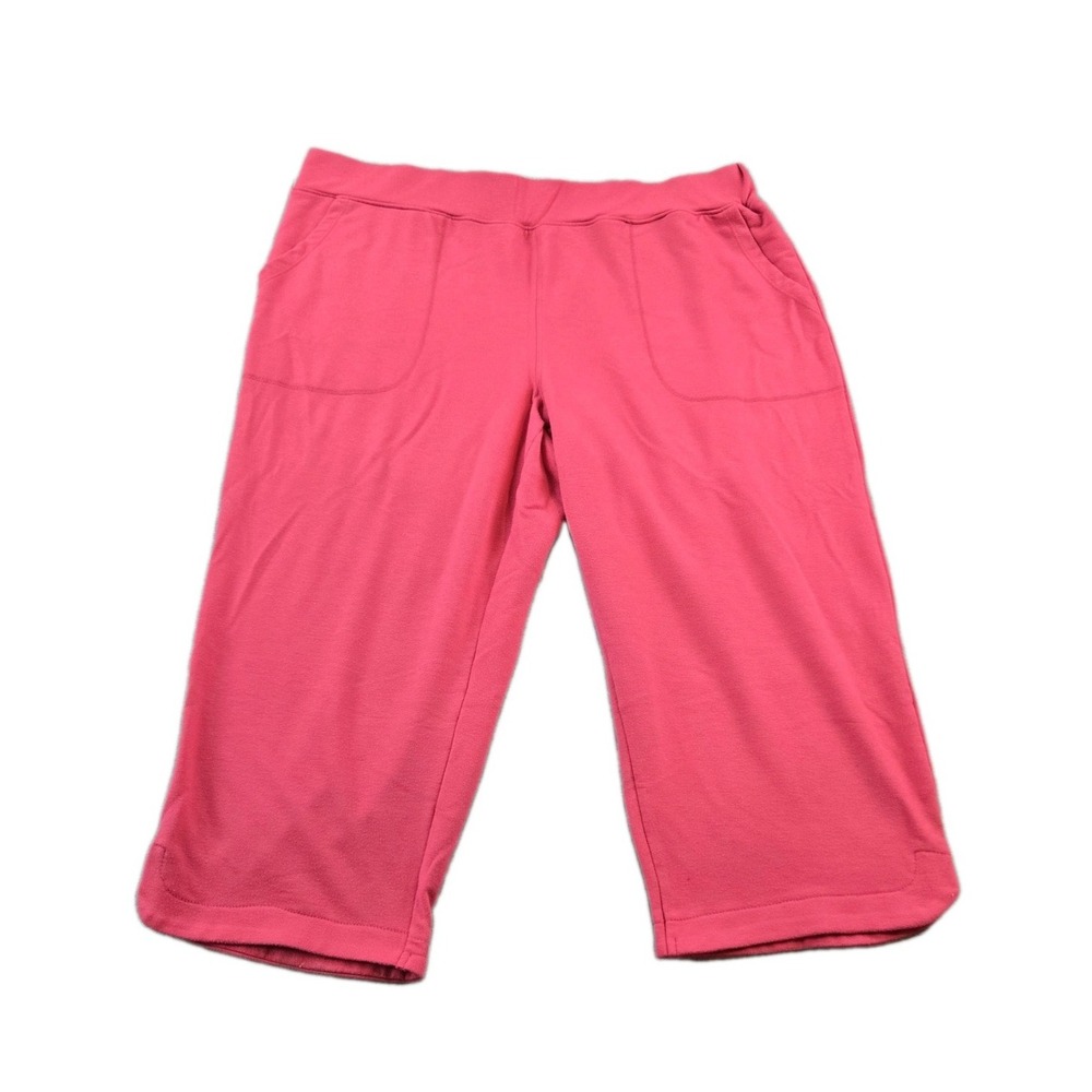 St. Johns Bay Women's Activewear Capri Pants Pink Soft Stretch Pockets XL Petite